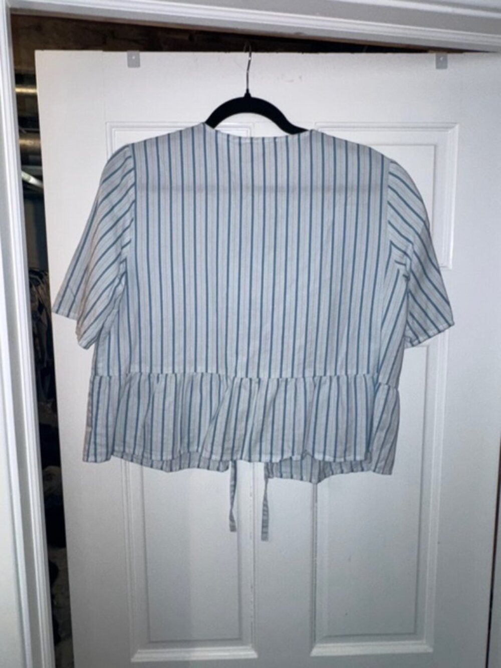 Sezane Ileana Blouse Shirt Top Blue Stripes Size 42 10 Medium - Picture 2 of 4